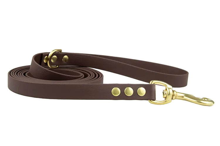 smycz-miejska-dark-brown-mosiezne-sprezynowy-biothane-accdog-duze ACC biothane city leash dark brown with brass fittings