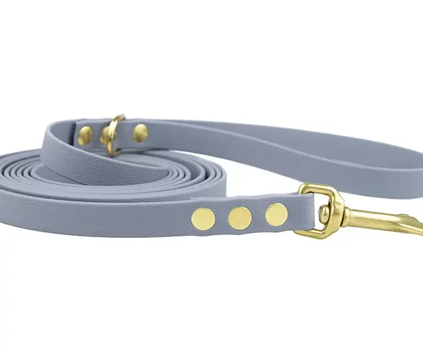 ACC biothane city leash grey cloud with brass fittings