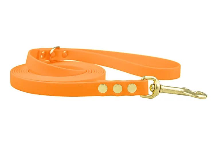 smycz-miejska-neon-orange-mosiezny-sprezynowy-biothane-accdog ACC biothane city leash neon orange with brass fittings