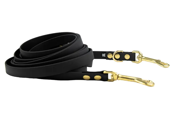 smycz-przepinana-black-mosiezne-sprezynowy-biothane-accdog ACC biothane Multi-Clip black with brass fittings