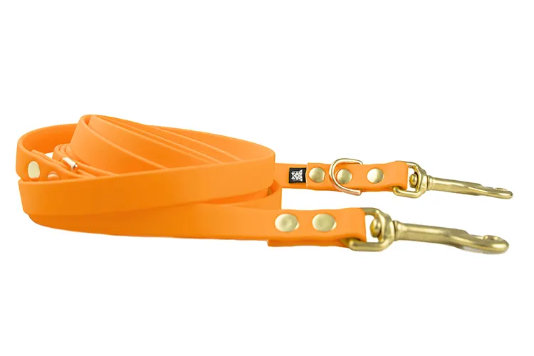 smycz-przepinana-neon-orange-mosiezny-sprezynowy-biothane-accdog ACC biothane Multi-Clip neon orange with brass fittings