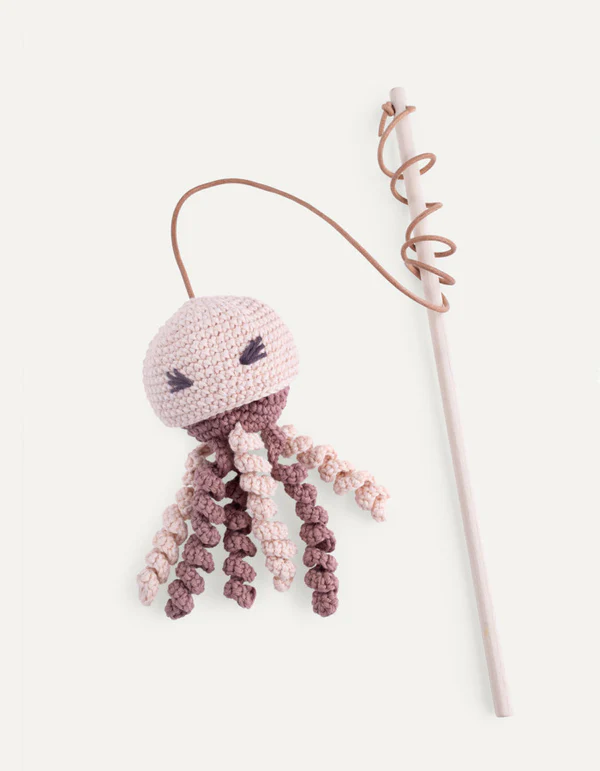 527 LILLABEL Catnip and Bell Wand Toy JELLYFISH beige product image