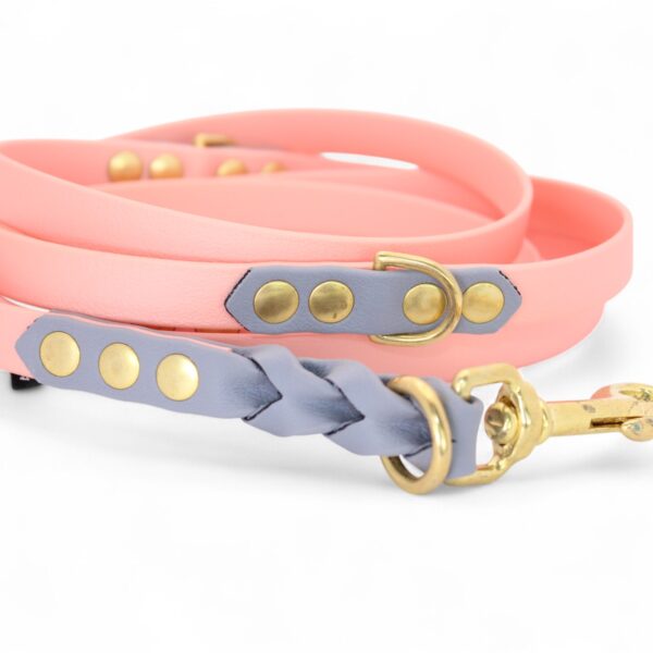 ACC Biothane® Multi-Clip Leash 165cm/16mm salmon pink with plaited grey and brass finishings