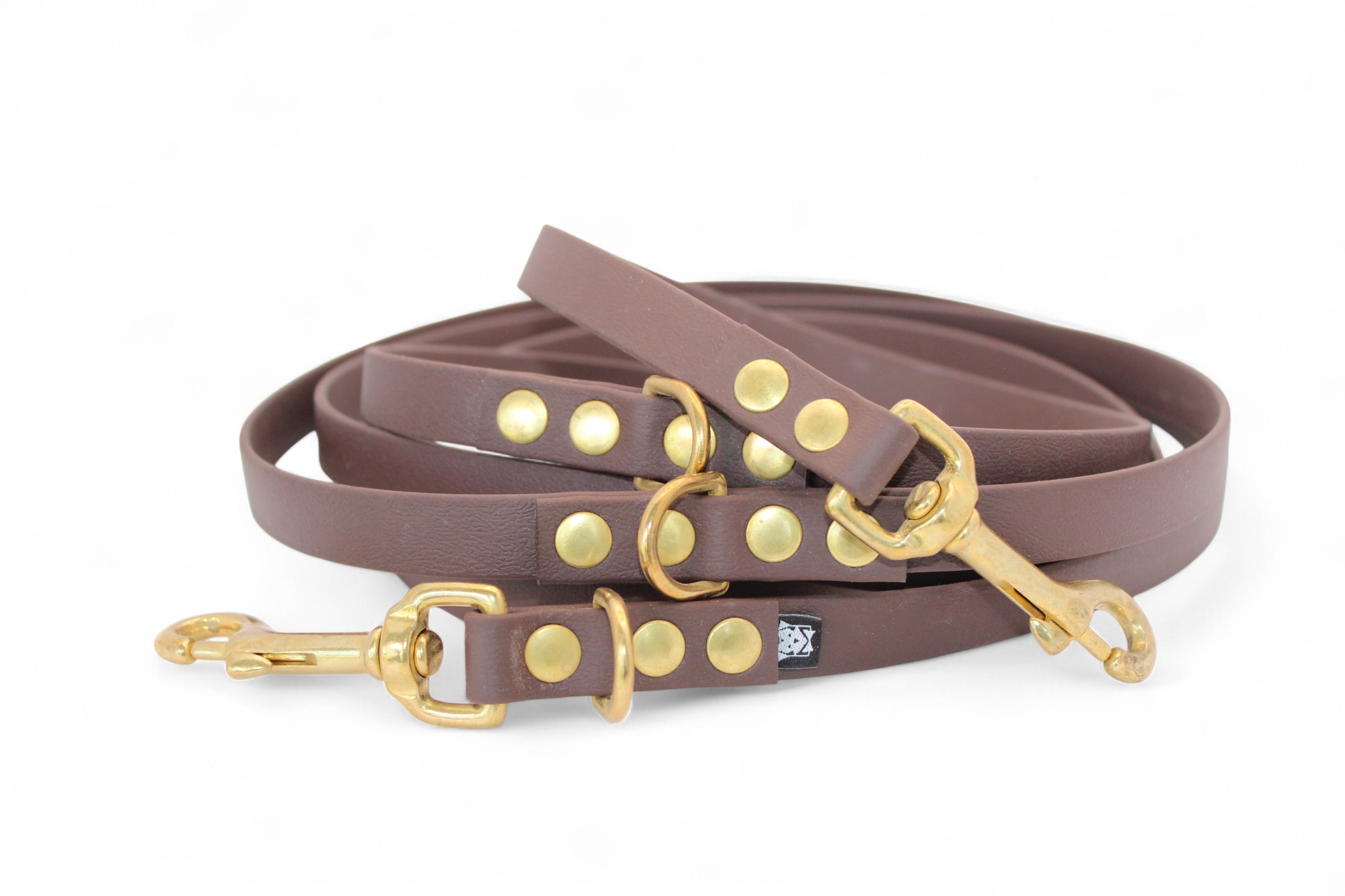 IMG_4776 ACC Biothane® Multi-Clip Leash 240cm/16mm dark brown brass finishings