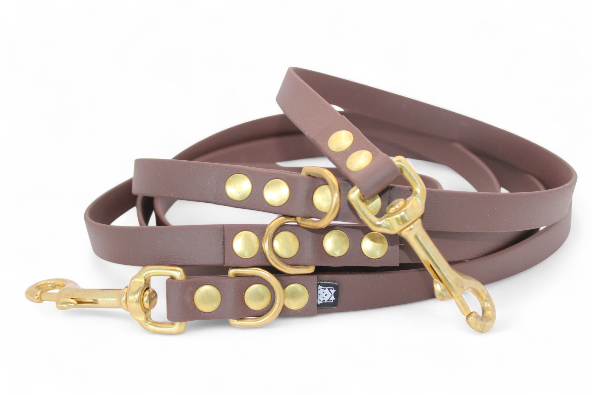 IMG_4777 ACC Biothane® Multi-Clip Leash 240cm/16mm dark brown brass finishings