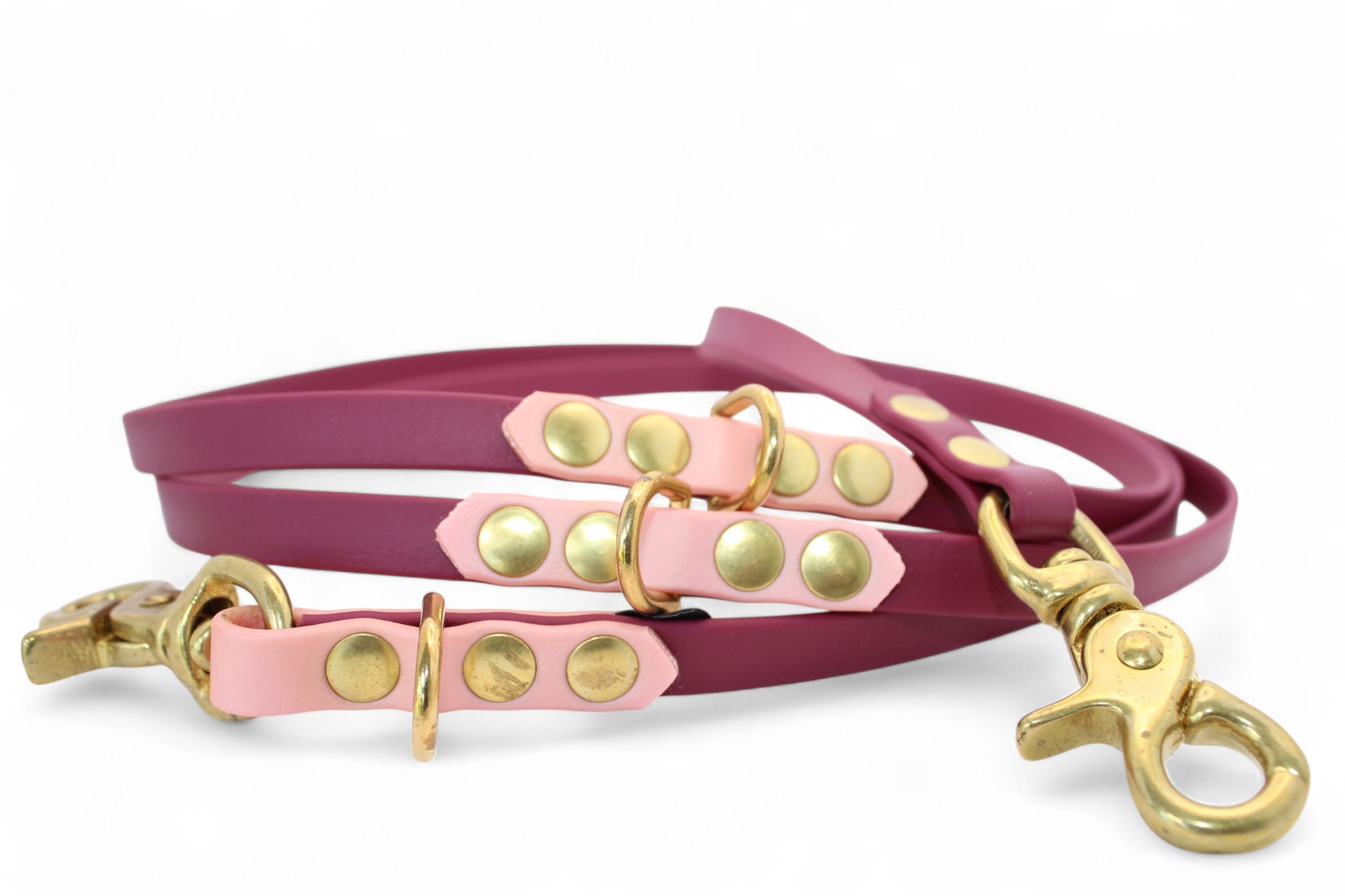IMG_4816 ACC Biothane® Multi-Clip Leash 165cm/13mm elegant with pink and brass finishings