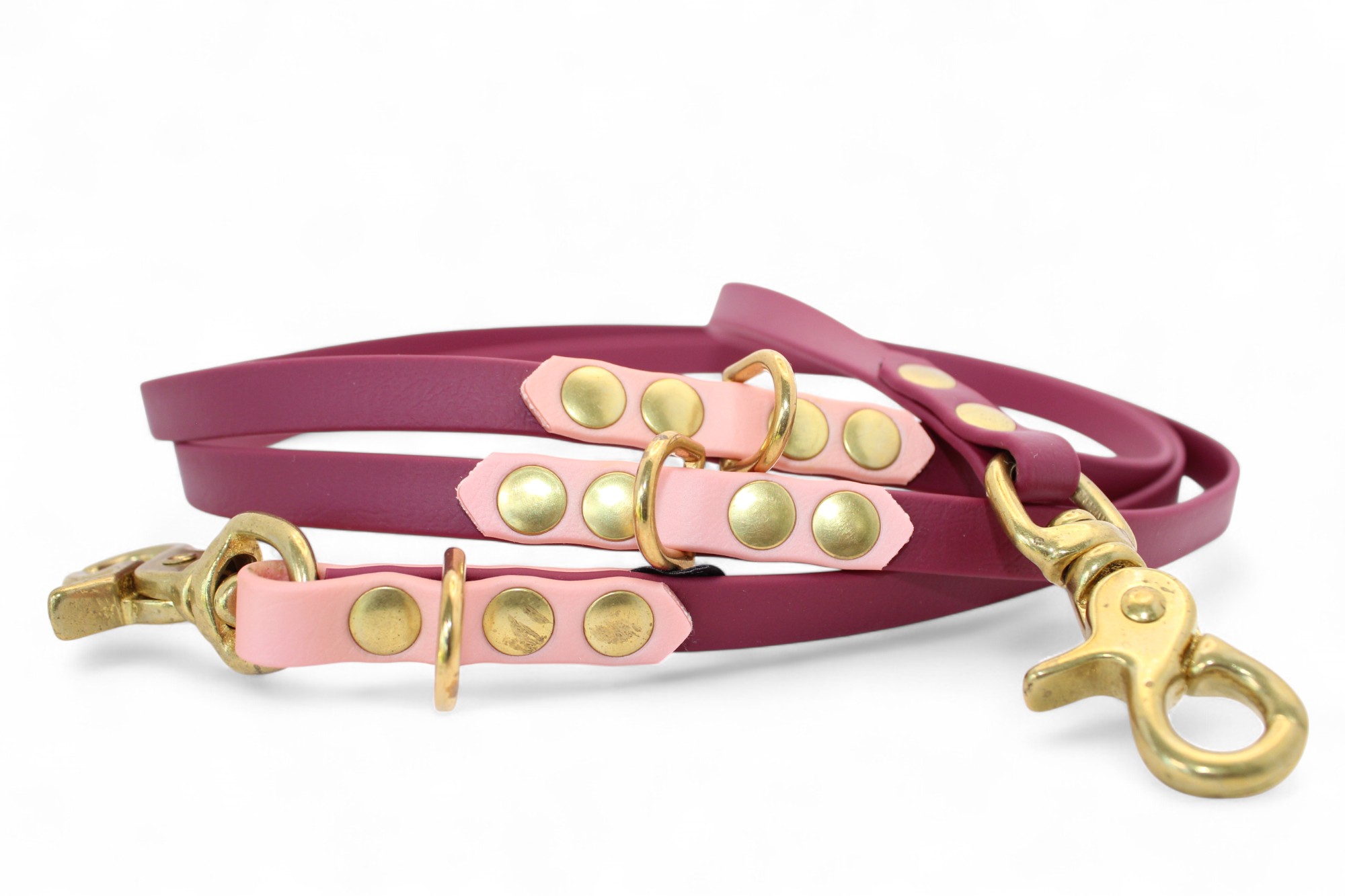 IMG_4817 ACC Biothane® Multi-Clip Leash 165cm/13mm elegant with pink and brass finishings
