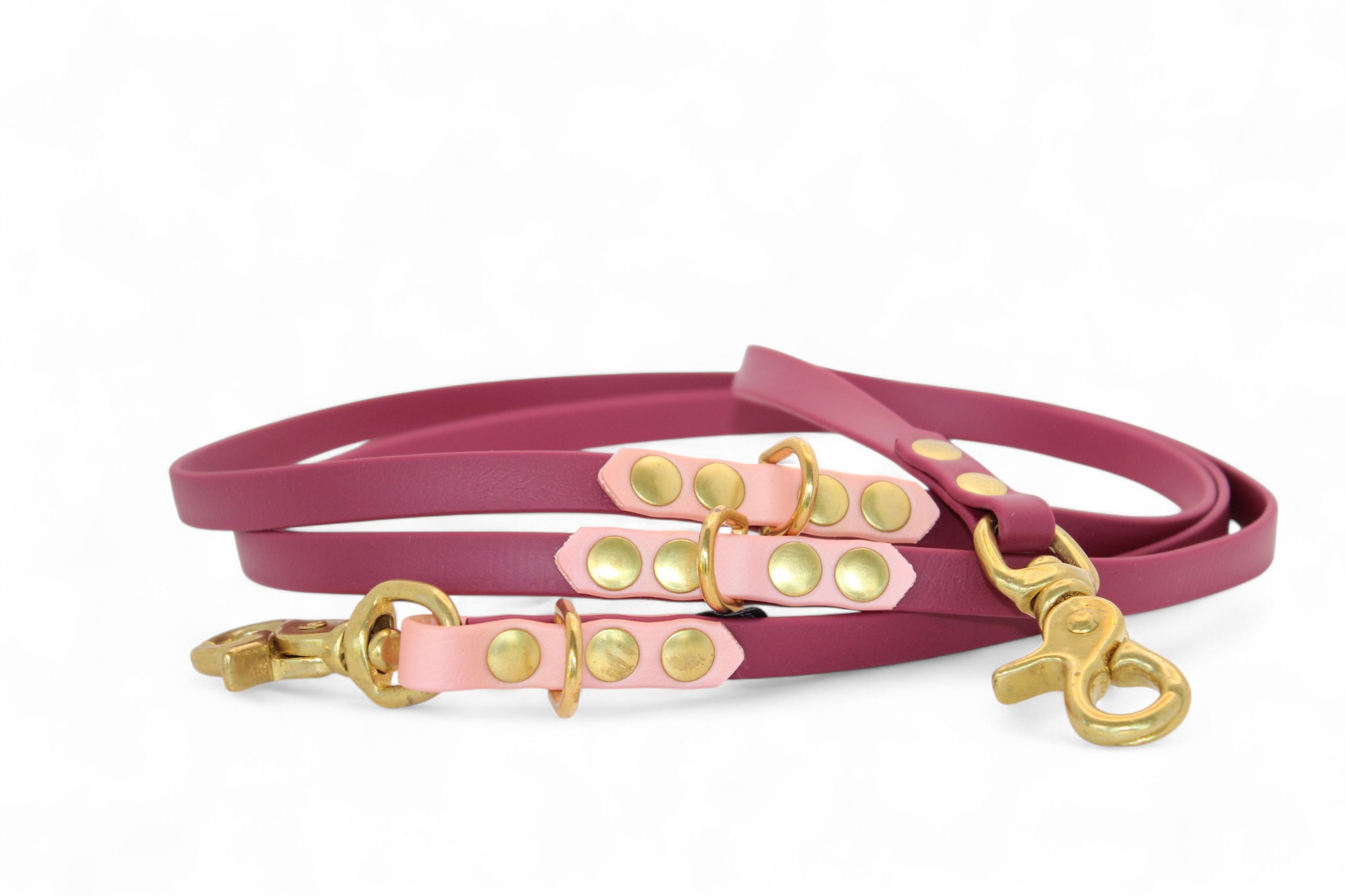 IMG_4819 ACC Biothane® Multi-Clip Leash 165cm/13mm elegant with pink and brass finishings