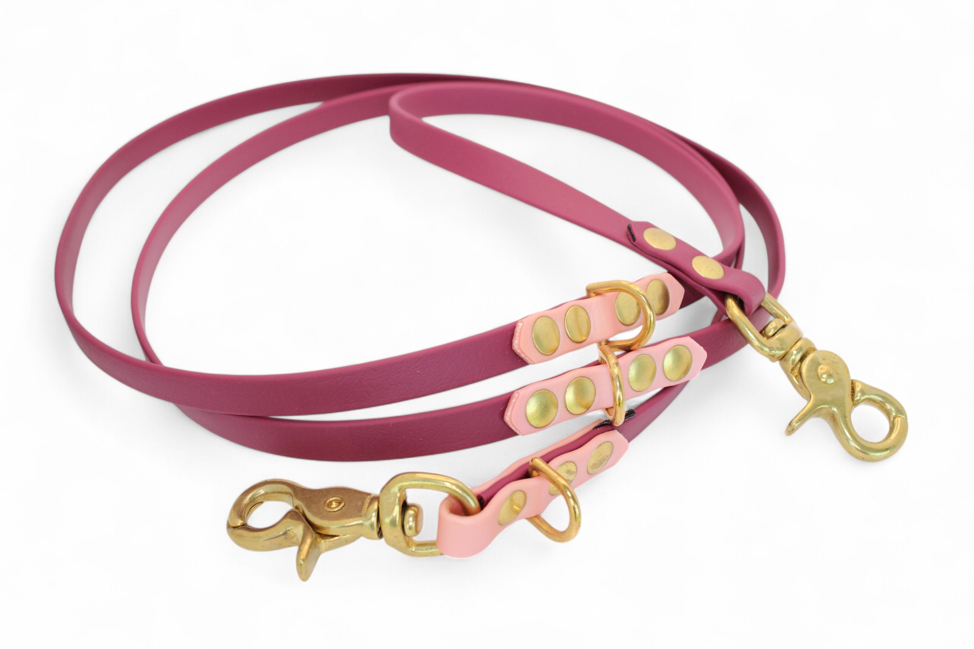 IMG_4820 ACC Biothane® Multi-Clip Leash 165cm/13mm elegant with pink and brass finishings