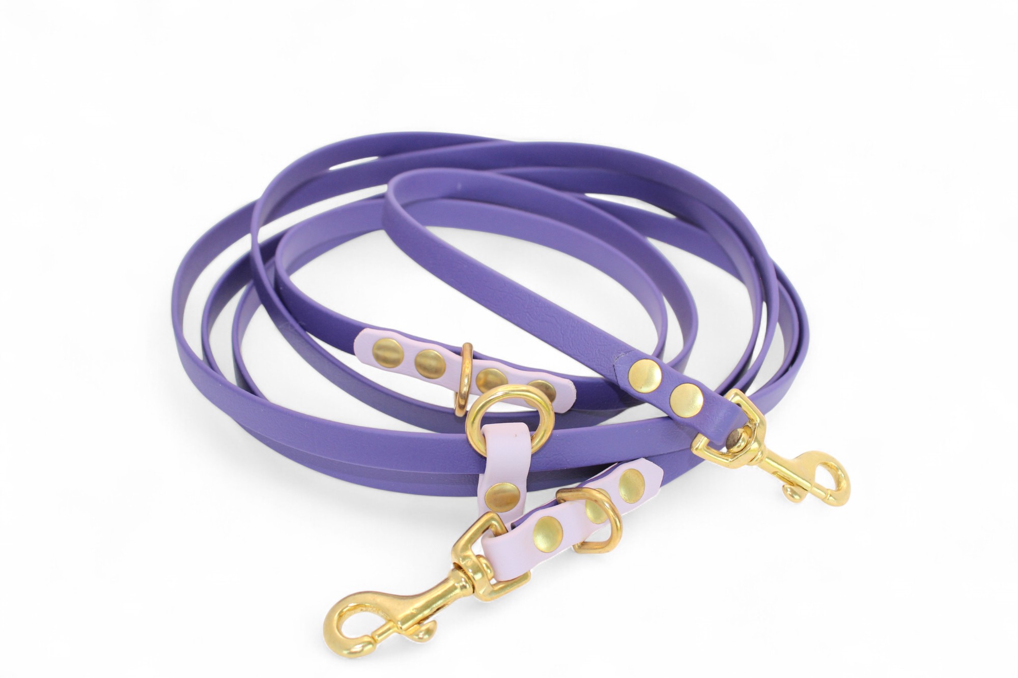 IMG_4826 ACC Biothane® Multi-Clip Leash 300cm/13mm violet with lavender and brass finishings
