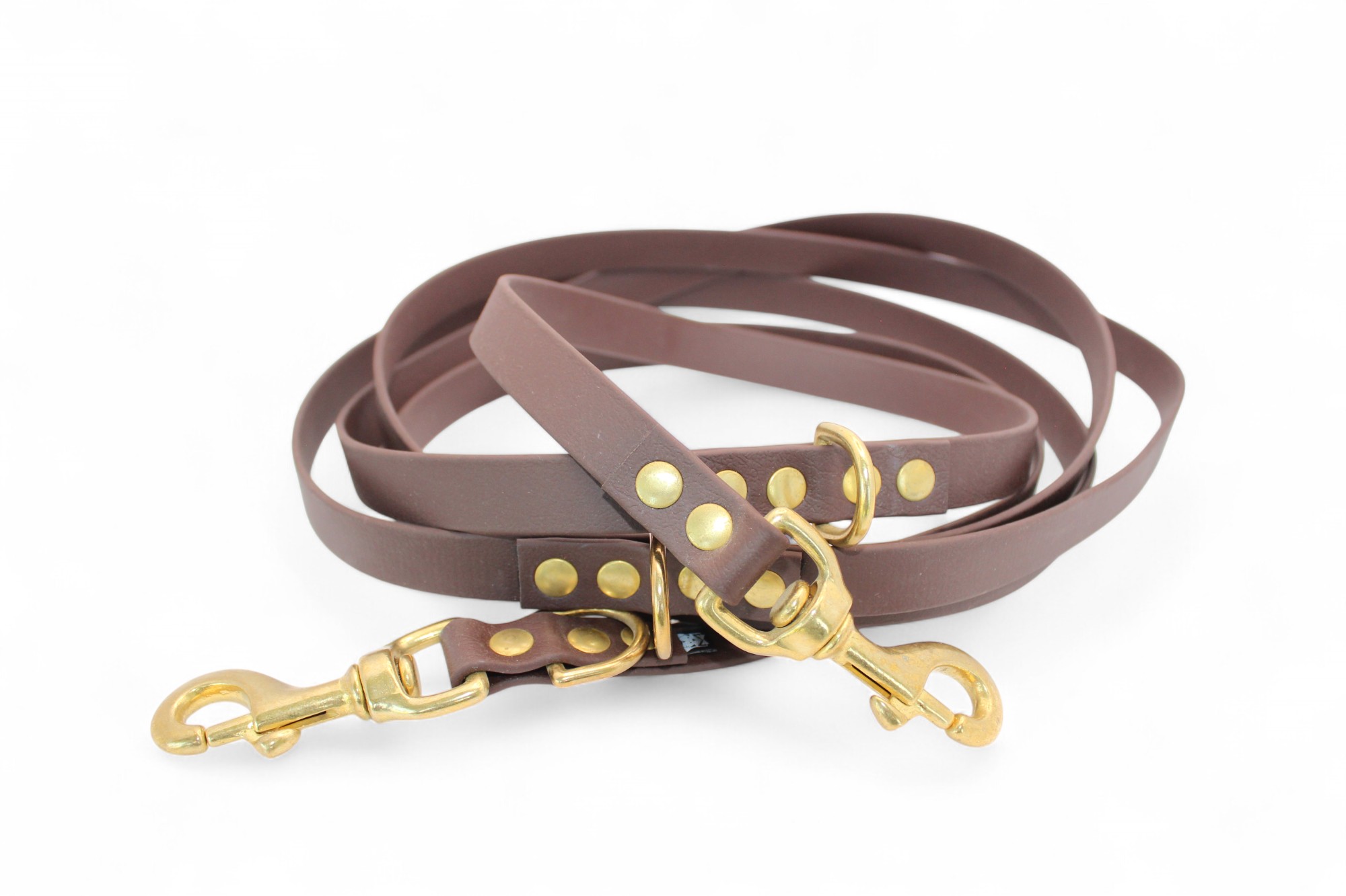 IMG_4846 ACC Biothane® Multi-Clip Leash 240cm/16mm dark brown brass finishings