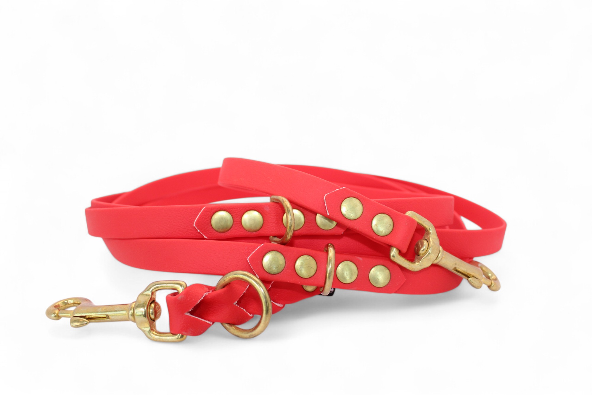 IMG_4869 ACC BIOTHANE MULTICLIP LEASH CLASSIC RED PLAITED BRASS FINISHINGS 300/16