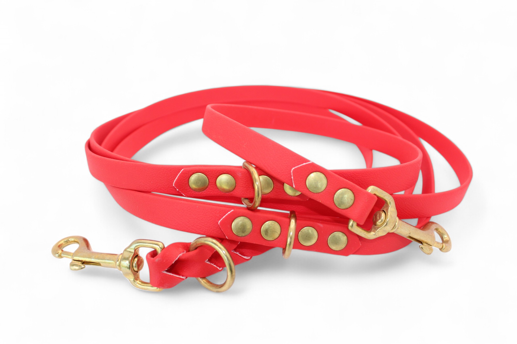 IMG_4871 ACC BIOTHANE MULTICLIP LEASH CLASSIC RED PLAITED BRASS FINISHINGS 300/16