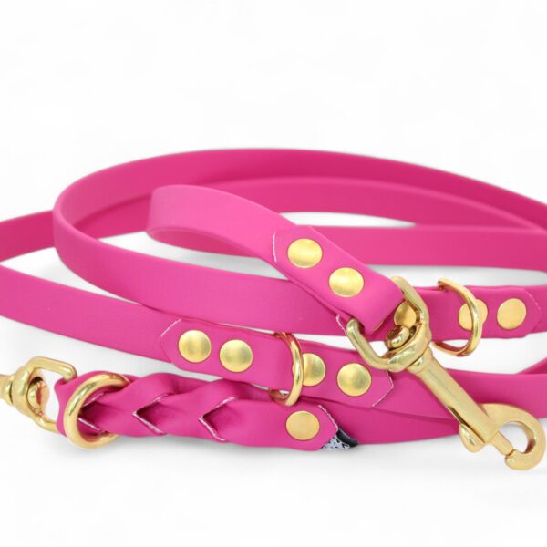 ACC Biothane® Multi-Clip Leash 165cm/16mm magenta plaited brass finishings