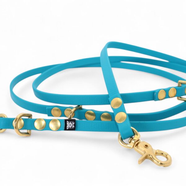 ACC Biothane Multi-Clip Leash 240cm/13mm lagune with brass finishings