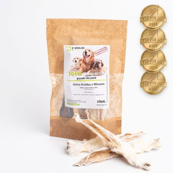 Rabbit Ears with Fur – Natural Chew for Dogs (10 pcs)